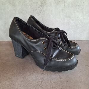 Lower East side Y2K vintage chunky heel oxford lace up faux leather shoes punk